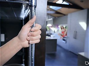 mummy Alexis Fawx gets a face utter of cum after a rock-hard plumb in the kitchen